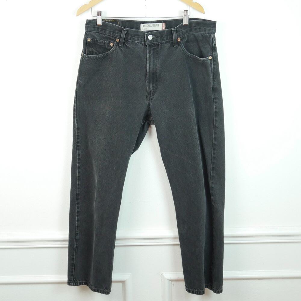 Vintage Levis 505 Jeans Black 36 x 30 Y2K Regular Fit Straight Leg Mexico Grunge